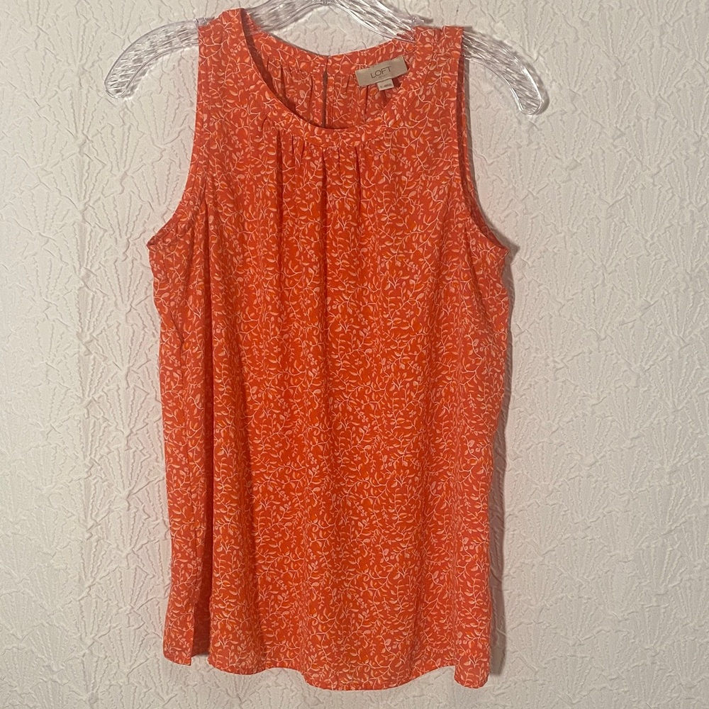 LOFT Vibrant Orange Tank Top Mystical Colorful Fancifulness Free Flowing Casual